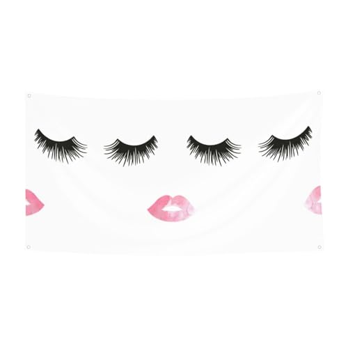 Wimpernlippe weißer Druck, 1 Packung Banner Schild für Halloween, Innen- und Außenbereich, hängende Dekoration, UV-beständig, mit Metalllöchern von WYCZHY