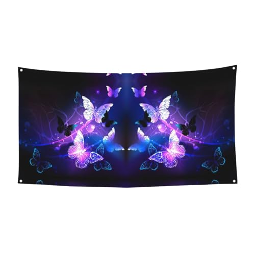 Wunderschöner leuchtender Schmetterlingsdruck, 1 Stück, Banner für Halloween, Innen- und Außenbereich, hängende Dekoration, UV-beständig, mit Metalllöchern von WYCZHY
