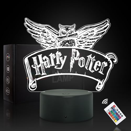 WYDCAA Harry Potter 3D Illusion Lampe, 16 Farben LED Acryl RGB Touch-Nachtlicht, Junge und Mädchen Nachttischlampe, Kinderzimmer Dekoration, Harry Potter-Geschenke für Filmfans (Harry Potter) von WYDCAA