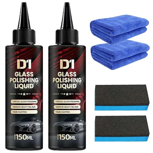 D1 Glass Polishing Liquid,Auto Glass Scratch Care Polishing Fluid,Car Polish, Water Spot Remover (2 PCS) von WYDDSX