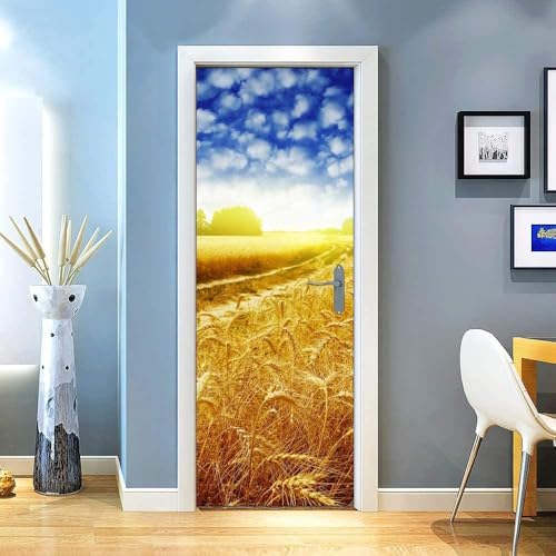 3D Kreative Türaufkleber Reisfelder Weizen Blauer Himmel Feld 95X215Cm Selbstklebend Art Decals Wandaufkleber Pvc Fototapete Wasserdichte Türtapete Poster Wohnzimmer Küche Schlafzimmer Dekoration 3D Kreative Türaufkleber Reisfelder Weizen Blauer Himmel Feld 95X215Cm Selbstklebend Art Decals Wandaufkleber Pvc Fototapete Wasserdichte Türtapete Poster Wohnzimmer Küche Schlafzimmer Dekoration von WYDRFQ