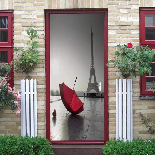3D Türaufkleber Pvc Wasserdichte Selbstklebe Abnehmbare Aufkleber 77X200Cm Rote Regenschirm-Eisenturmlandschaft Poster Fototapete Wohnzimmer Schlafzimmer Bad Türtapete Kunst Wandwandaufkleber 3D Türaufkleber Pvc Wasserdichte Selbstklebe Abnehmbare Aufkleber 77X200Cm Rote Regenschirm-Eisenturmlandschaft Poster Fototapete Wohnzimmer Schlafzimmer Bad Türtapete Kunst Wandwandaufkleber von WYDRFQ