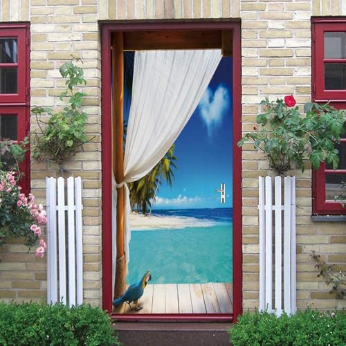 Art Wandtattoo Meerblauer Papageistrand 77X200Cm 3D Kreative Türaufkleber Selbstklebend Türposter Schlafzimmer Haus Bad Wasserdichte Türtapete Wohnzimmer Deko Wandbild Wandaufkleber Art Wandtattoo Meerblauer Papageistrand 77X200Cm 3D Kreative Türaufkleber Selbstklebend Türposter Schlafzimmer Haus Bad Wasserdichte Türtapete Wohnzimmer Deko Wandbild Wandaufkleber von WYDRFQ