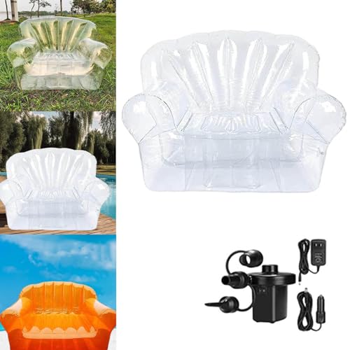 WYEIAHS 2024 Aufblasbare Couch Verdicktes PVC-Material Portable Camping Hof Couches Air Sofa Transparente Terrassenmöbel für Party-Hof Innenräume (Transparent) von WYEIAHS