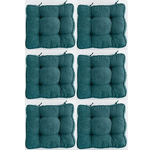 Satz Von 1 ② ④ 6 Stuhlkissen,Sitzkissen Kissen Stuhl Pad,Sitzerhöhung Kissenpolster,Sitzpolster Für Essstühle,④"(10cm)Dick,Flanellstoff Soft Comfortable,MEHRERE FARBEN-Dunkelblaues 6er set 45x45x10cm( von WYEUQ