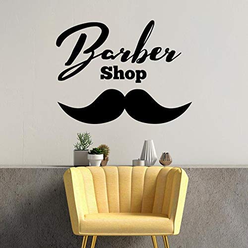 Barber Shop Logo Wandtattoo Vinyl Barber Shop Logo Fenster Wandaufkleber Für Friseursalon Wanddekoration Design Tapete74X57Cm von WYFCL