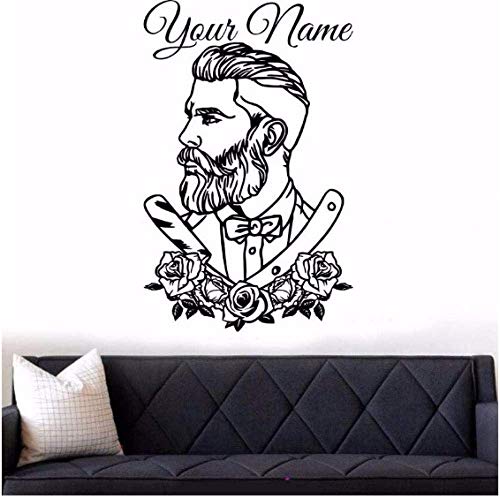 Barber Shop Wandtattoo Tattoo Hipster Wandaufkleber Mann Salon Aufkleber Barber Shop Abnehmbares Fenster Poster 57X88Cm von WYFCL