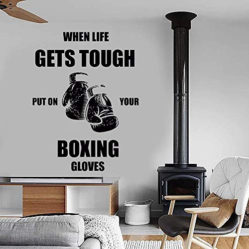 Boxing Quotes Wandtattoo Boxhandschuhe Vinyl Wandaufkleber Fitness Center Dekoration43Cm X 60Cm von WYFCL