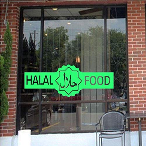Halal Islamic Sign Wandaufkleber Vinyl Store Restaurant Lebensmittel Outlet Metzger Fenster Dekoration Aufkleber Tür Wandbild Abnehmbar, Grün 57 * 20Cm von WYFCL