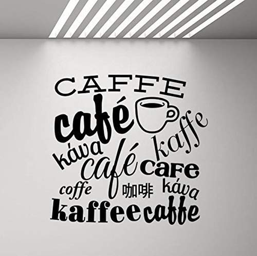 Kaffee Wandtattoo Küche Poster Kaffee Café Zitat In Verschiedenen Sprachen Büro Aufkleber Vinyl Aufkleber Abnehmbare Dekoration 44X42 Cm von WYFCL