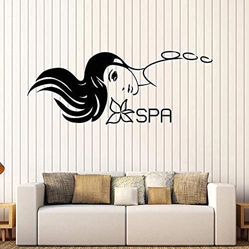 Schönes Mädchen Wandtattoo Entspannendes Spa Zimmer Salon Innendekoration Vinyl Fenster Glas Aufkleber Wasserdicht Abnehmbares Kunstwandbild 30X74 Cm Schwarz von WYFCL