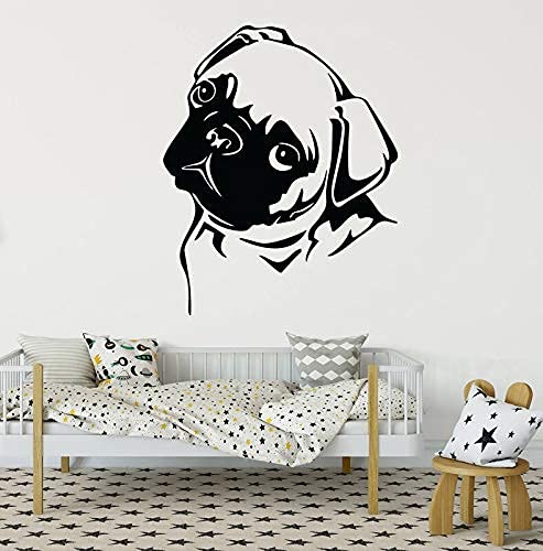 Vinyl Mops Home Aufkleber Dekorative Tür Aufkleber An Wohnzimmer Wand 47X57Cm von WYFCL