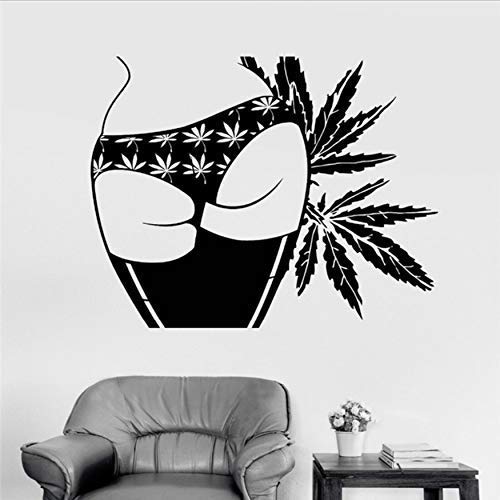 Vinyl Wandtattoos Mädchen Arsch Marihuana Weed Wandaufkleber 56X66Cm von WYFCL