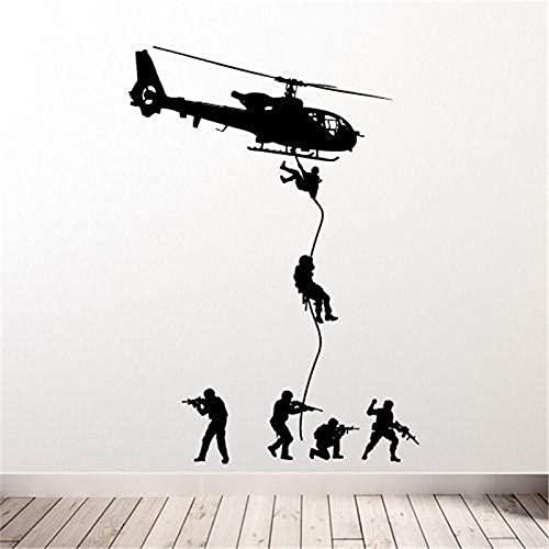 WYFCL Hubschrauber Wandtattoo Militär Soldat Mann Kind Junge Schlafzimmer Dekoration Vinyl Aufkleber 60X80 cm von WYFCL