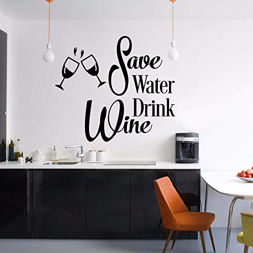 Wall Stickers Save Water Drink Wine Wall Decal Funny Kitchen Wine Cups Wall Art Mural Removable Wall Poster 42 * 37Cm von WYFCL