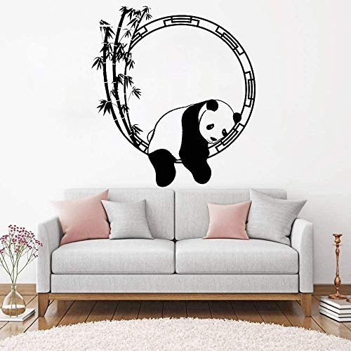 Wandaufkleber Lustiges Tier Wandtattoo Panda Bambus Japanisches Dekor Vinyl Aufkleber Einzigartige Wohnaccessoires Abnehmbares Poster42X46Cm von WYFCL