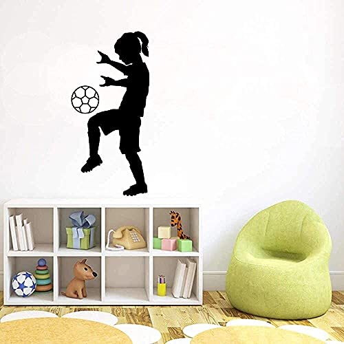 Wandaufkleber Pvc Abnehmbare Wandtattoo Mädchen Fußball Fußball Sport Familie Wohnzimmer Art Deco A34X70Cm von WYFCL