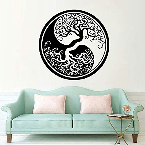 Yin Yang Wandtattoo Baum Des Lebens Runde Abstrakte Baum Wandaufkleber Vinyl Wanddekoration Schlafzimmer Wohnzimmer Dekoration Wandbild 30X30Cm von WYFCL