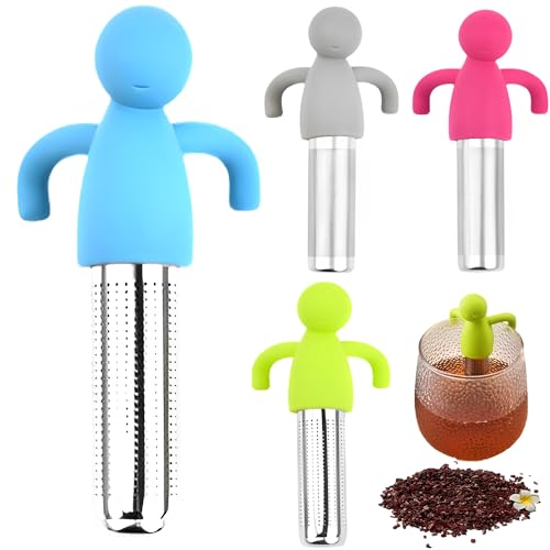 WYFCR 4PCS Tee Sieb, loser Blatt Tee Infuser, loser Blatt Tee Sieb, Silikon Tee Sieb, loser Blatt Tee oder Kräutertee Sieb, feiner Mesh Tee Sieb für schwarzen Tee, grüner Tee, loser Tee von WYFCR