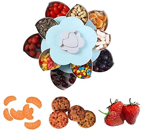 WYFFF Kreative Blütenblatt Rotierende Süßigkeiten Box Snackbox Nüsse Getrockneten Obstteller Snack-Aufbewahrungstablett Mit Telefonhalter Tablett Für Zu Hause Hochzeit Weihnachtsfeier,Blau WYFFF Kreative Blütenblatt Rotierende Süßigkeiten Box Snackbox Nüsse Getrockneten Obstteller Snack-Aufbewahrungstablett Mit Telefonhalter Tablett Für Zu Hause Hochzeit Weihnachtsfeier,Blau von WYFFF