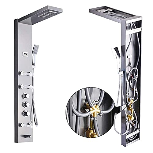 Duschsystem Thermostatisches Regenduschpaneel Wasserhahn Körpermassagesystem Edelstahl Duschsäule Wasserhahn Digitaler Temperaturbildschirm, Nickel Gebürstet Duschsystem Thermostatisches Regenduschpaneel Wasserhahn Körpermassagesystem Edelstahl Duschsäule Wasserhahn Digitaler Temperaturbildschirm, Nickel Gebürstet von WYFQL-JYO