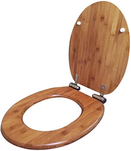 Toilettensitz Toilettendeckel Aus Natürlichem Bambus Mit Verlangsamtem Massivholz Ultra Resistant Top Fixed U/V/O-Form-Kompatibler Toilettensitzbezug von WYFQL-JYO