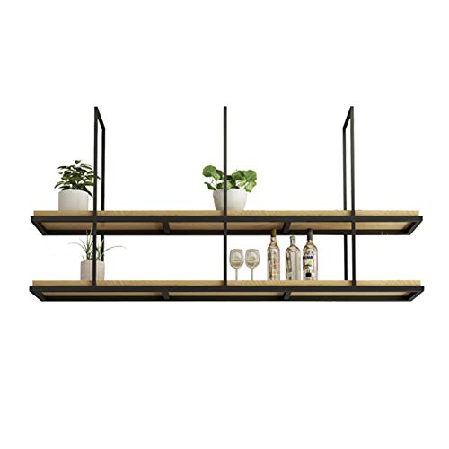 Decke Regal Küche Deckenregal Industrial Bar Rustikaler Hängend Regal Decke Topfhänger Kräuterkorb Wurstkrone Küchenhängeregal Organizer Vintage Metall Eisen Hölz, Industrie ( Size : 140×30×80cm ) von WYFZT