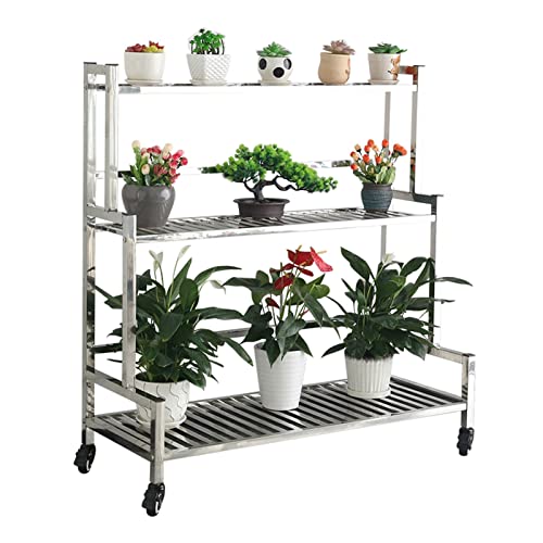 WYFZT 3 Stufe Blumentreppe Edelstahl Tiered Pflanzenständer Pflanzentreppe Blumentopfständer Display Pots Halter Pflanzenständer Blumenbank für Indoor Outdoor Garden Terrasse Treuhhouse von WYFZT