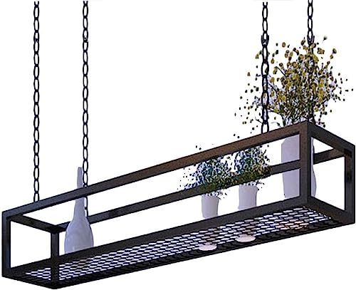 WYFZT Deckenregal Hängend Küche kücheninsel Pot Pan Rack Hängende Regale Kreative Decken-blumenständer Kochgeschirr Aufhänger Lagerung for Bar Keller Garage Restaurant, schwarz Metall Eisenrahmen von WYFZT