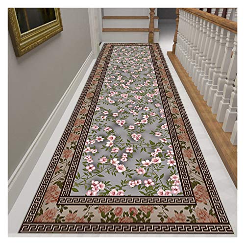 WYFZT Teppichläufer Kücheläufer Flurläufer, Grenzen Long Hall Wohnzimmer Teppich Läufer Flur Haus 3D Küche Fussboden Teppiche Stair Matten Nicht Beleg Waschbar Indoor, Traditionelle Klassische Blumen von WYFZT