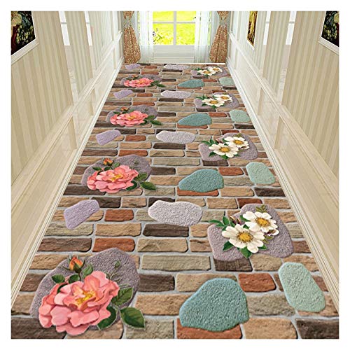 WYFZT Teppichläufer Kücheläufer Flurläufer 3D Blumenmuster, Teppich Läufer Flur Lange Grenzen Küche Fussboden Teppiche Utility-Indoor Balkon Treppenmatten Waschbar Schlüpfen (Size : 80×150cm) von WYFZT