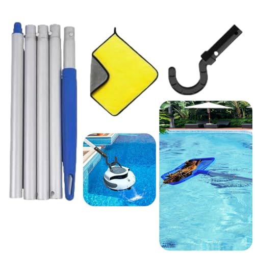 WYGOOD Pool Teleskopstange für Kleine Pools mit Poolroboter Haken |Poolstange Einstellbar von 80 cm bis 127.5cm Poolstange Ausfahrbar für Bodenbürsten & Kescher von WYGOOD