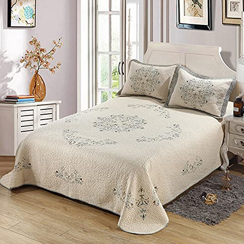 WYHQL Tagesdecke Bettüberwurf/Soft Bettdecke (Doppelbett, für das Schlafzimmer), Palace Jacquard Embroidery Quilted Tagesdecken mit 2 Kissenbezügen (Size : 259X299cm) von WYHQL