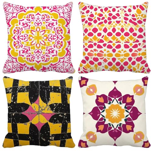 Kissenbezug 75x75cm 4er Set Farbe Geometrie Kissenbezüge schmücken Outdoor Leinen Sofakissen Mit Unsichtbarem Reißverschluss für Balkon Terrassen Schlafzimmer Wohnzimmer Deko Geschenks Model-0666 Kissenbezug 75x75cm 4er Set Farbe Geometrie Kissenbezüge schmücken Outdoor Leinen Sofakissen Mit Unsichtbarem Reißverschluss für Balkon Terrassen Schlafzimmer Wohnzimmer Deko Geschenks Model-0666 von WYJCDWOU