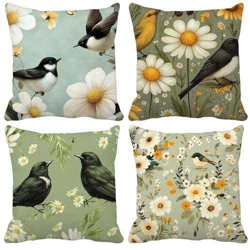 Outdoor Wetterfest Kissenbezug 50x50cm 4er Set Blume Kissenbezüge Vogel Outdoor Kissen Wasserdicht Leinen Quadrat Sofakissen Dekokissen für Garten Terrasse Bank Stuhl Heim Dekoration Model-0669 Outdoor Wetterfest Kissenbezug 50x50cm 4er Set Blume Kissenbezüge Vogel Outdoor Kissen Wasserdicht Leinen Quadrat Sofakissen Dekokissen für Garten Terrasse Bank Stuhl Heim Dekoration Model-0669 von WYJCDWOU