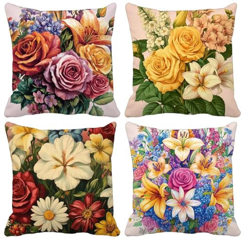 Outdoor Wetterfest Kissenbezug 80x80cm 4er Set Farbe Kissenbezüge Blume Outdoor Kissen Wasserdicht Leinen Quadrat Sofakissen Dekokissen für Garten Terrasse Bank Stuhl Heim Dekoration Model-0675 Outdoor Wetterfest Kissenbezug 80x80cm 4er Set Farbe Kissenbezüge Blume Outdoor Kissen Wasserdicht Leinen Quadrat Sofakissen Dekokissen für Garten Terrasse Bank Stuhl Heim Dekoration Model-0675 von WYJCDWOU