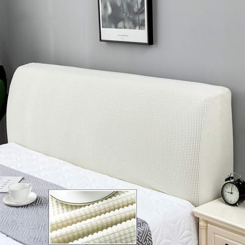 WYJHNL Kopfteilbezug für Bett, Kopfteilbezug, elastisch, Fleece, Kopfschutz, Doppelbett, waschbar, für Raumdekoration, Beige, Weiß, 120-140 cm von WYJHNL