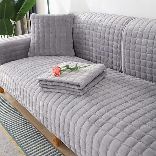 WYJHNL Sofabezug/Sofahusse, Sofabezüge/Schonbezüfe Super Weicher Flanell Dick Warm überwürfe/Sofaschoner Bequemer Plüsch rutschfest Decke Möbelschutz Für Wohnzimmer 110 * 210cm Light Grey von WYJHNL