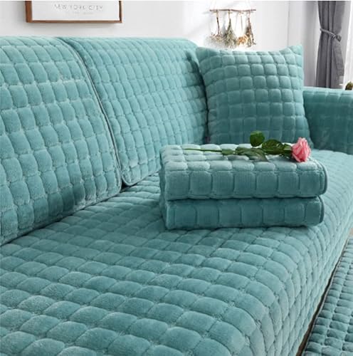 WYJHNL Sofabezug/Sofahusse, Sofabezüge/Schonbezüfe Super Weicher Flanell Dick Warm überwürfe/Sofaschoner Bequemer Plüsch rutschfest Decke Möbelschutz Für Wohnzimmer 70 * 210cm Peacock Blue von WYJHNL