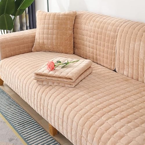 WYJHNL Sofabezug/Sofahusse, Sofabezüge/Schonbezüfe Super Weicher Flanell Dick Warm überwürfe/Sofaschoner Bequemer Plüsch rutschfest Decke Möbelschutz Für Wohnzimmer 70 * 70cm beige von WYJHNL