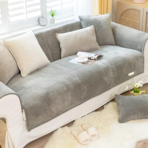 WYJHNLBEDC Sofa/Couch überzug/überwurf, Sofa überwurfdecke, Warmer Super Weicher Plush Sofabezug für Sofa L Form/U Form/Ecksofa 3/2/1 Sitzer, Sofaschutz Hund Kratzschutz Katze Grau von WYJHNLBEDC