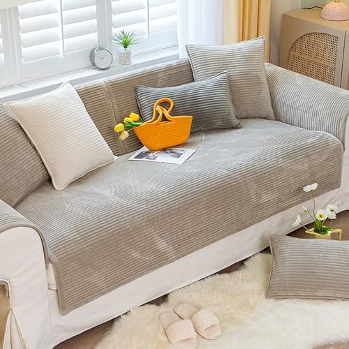 WYJHNLBEDC Sofa/Couch überzug/überwurf, Sofa überwurfdecke, Warmer Super Weicher Plush Sofabezug für Sofa L Form/U Form/Ecksofa 3/2/1 Sitzer, Sofaschutz Hund Kratzschutz Katze Khaki von WYJHNLBEDC