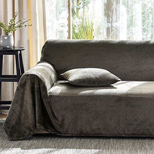 Sofa überwurfdecke, Kuscheldecke Flauschig Warme Decke Fleecedecke, Tagesdecke/Bettüberwurf/Hundedecke Waschbar, Sofaschutz Hund Katze, 200x200cm für Sofa 1 Sitzer Dunkelgrau von WYJHNLBEDC