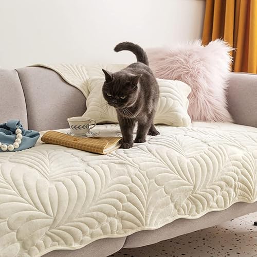 WYJHNLBEDC Sofa überwurfdecke, Sofaschutz Hund/Katze, Warmer Super Weicher Kurzer Plush Fleecedecke Sofa/Couch überzug/Sofabezug 1 2 3 Sitzer L Form U Form Ecksofa(90x160cm), Weiß A von WYJHNLBEDC