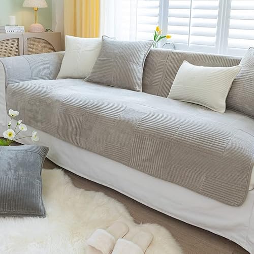 WYJHNLBEDC Sofa überwurfdecke, Sofaschutz Hund/Katze, Warmer Super Weicher Kurzer Plush Fleecedecke Sofa/Couch überzug/Sofabezug 1 2 3 Sitzer L Form U Form Ecksofa (110x180cm, Khaki) von WYJHNLBEDC