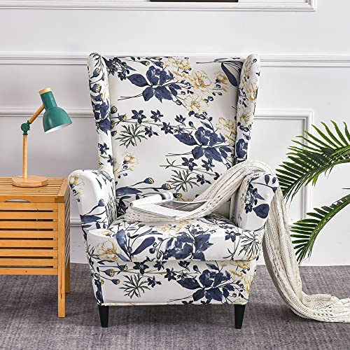 WYJHNLBEDC 2 Stück Ohrensessel überzug Stretch, Elastischer Sesselschoner für Ohrensessel/loungesessel Outdoor/Sessel Wohnzimmer/Sofa 1 Sitzer von WYJHNLBEDC