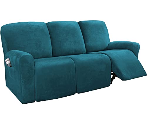 WYJHNLBEDC 8 Stück Sofa/Couch überzug Stretch, Elastischer Sesselschoner aus Dicke Samt für Relaxsessel/Fernsehsessel/Kinosessel 3 Sitzer, Sofaschutz Hund Kratzschutz Katze von WYJHNLBEDC