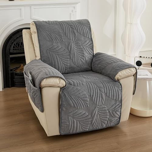 WYJHNLBEDC Sesselschoner für Fernsehsessel, Flanell Schutzdecke für Massagesessel/Relaxsessel mit Liegefunktion/TV Sessel/Relaxliege Wohnzimmer/Sofa 1 Sitzer, Sofaschutz Hund Kratzschutz Katze von WYJHNLBEDC
