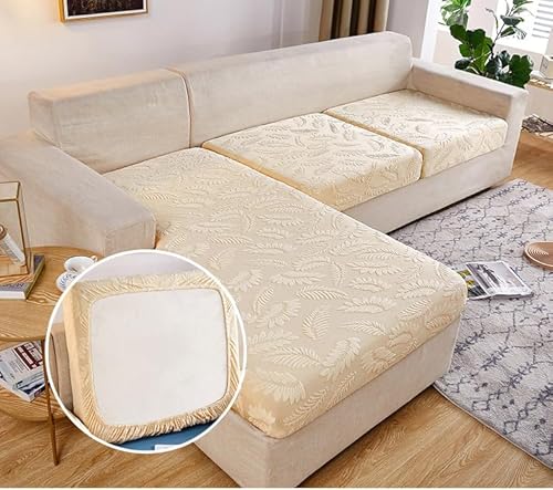 WYJHNLBEDC Sofa/Couch überzug, Elastischer Sofabezug überwurf aus Stoffstretch für Sofa 3/2/1 Sitzer L/U Form Sitzkissenbezug, Sofaschutz Hund Kratzschutz Katze (Beige, 2 Sitzer/1stück) von WYJHNLBEDC