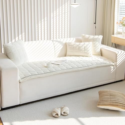 WYJHNLBEDC Sofa/Couch überzug, Sofa überwurfdecke, Warmer Super Weicher Plush Fleecedecke Sofabezug 1 2 3 Sitzer L Form U Form Ecksofa, Sofaschutz Hund Katze(90x120cm), 2-weiss von WYJHNLBEDC